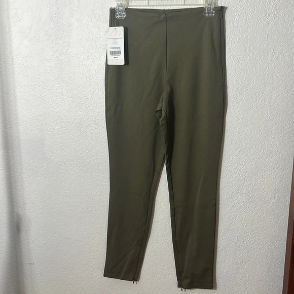 PONTE SKINNY ZIP-SLIP PANT GREEN FOREST SHORT S/6 NWT - Picture 4 of 5